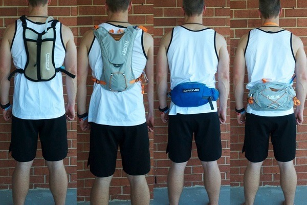 Four different hydration packs.
